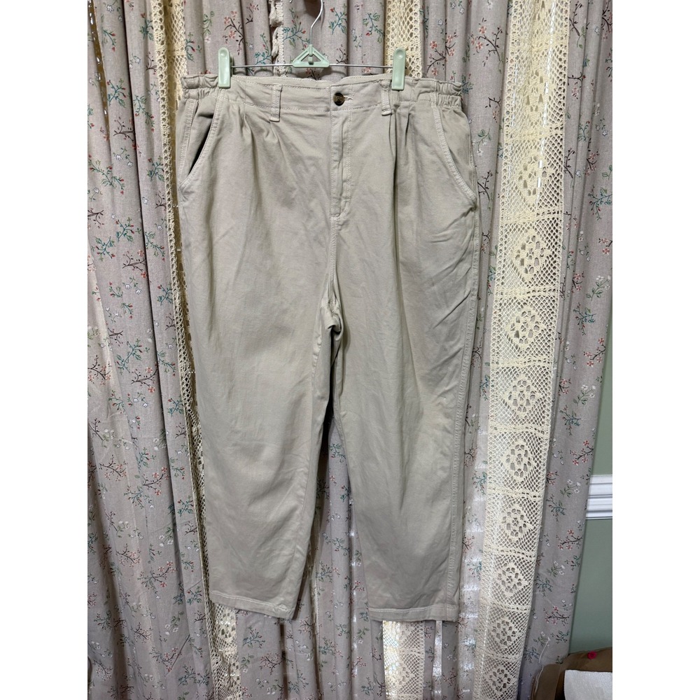 American Eagle Size 16 Short Khaki Pleated Tapered Chino Pants